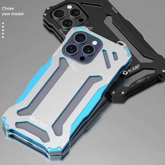 For iPhone 15 R-JUST RJ17 Shockproof Armor Metal Phone Case(Black) by R-JUST