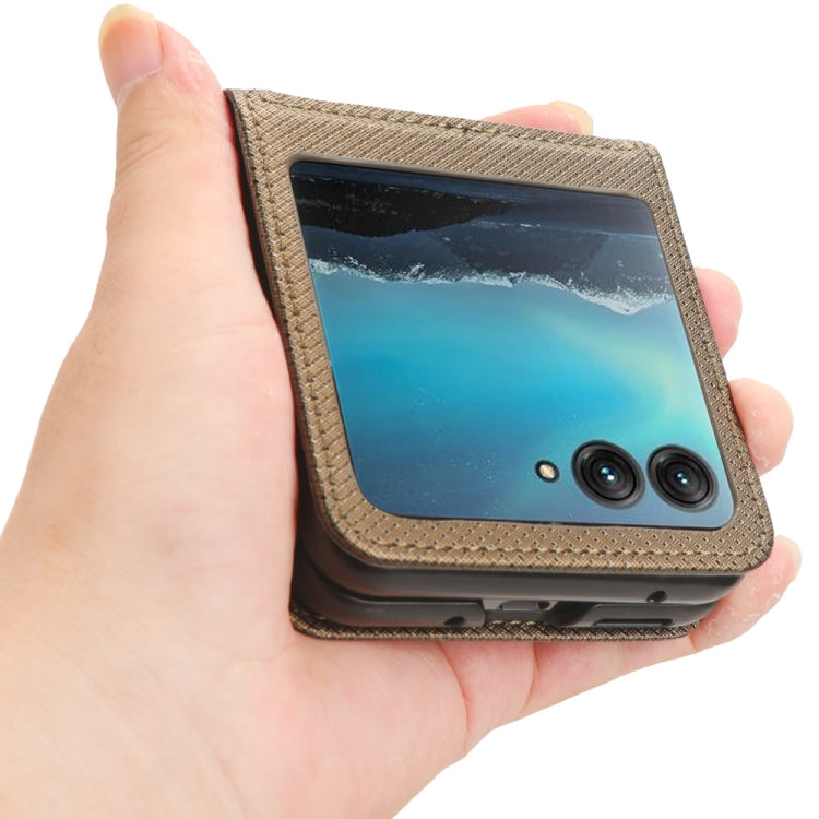 For Motorola Razr 40 Ultra Diamond Texture Leather Phone Case(Brown) by buy2fix