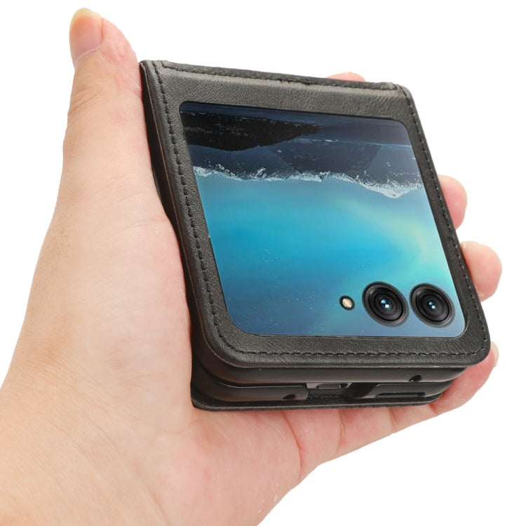 For Motorola Razr 40 Ultra Retro Texture Leather Phone Case(Black) by buy2fix