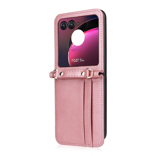 For Motorola Razr 40 Ultra Crossbody Card Slot Leather Phone Case(Pink) by buy2fix
