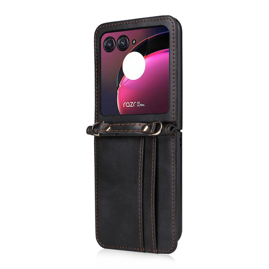 For Motorola Razr 40 Ultra Crossbody Card Slot Leather Phone Case(Black) by buy2fix