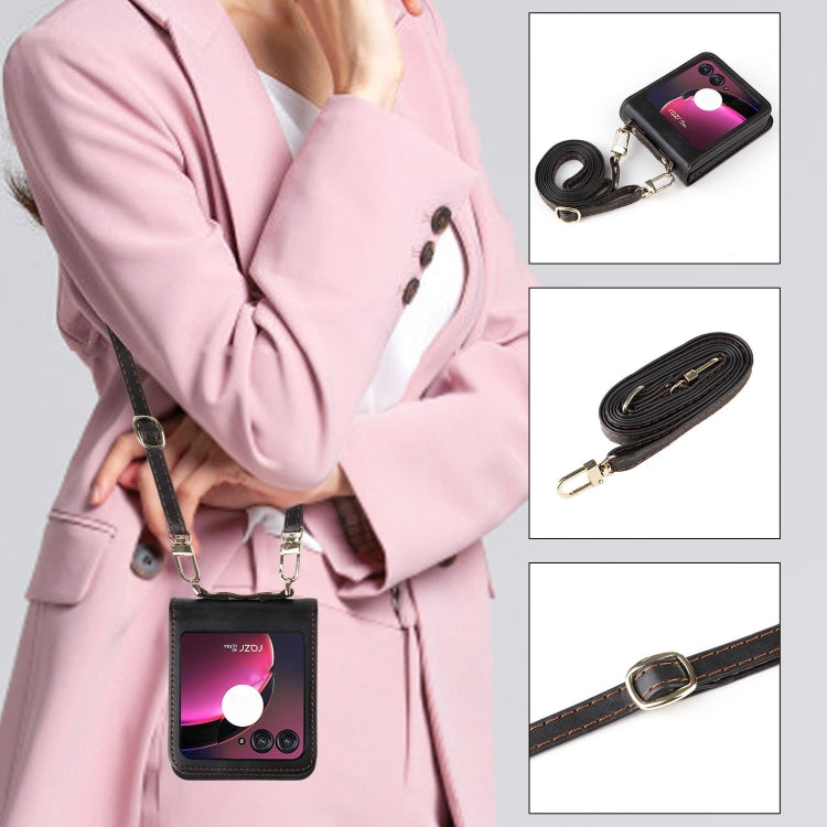 For Motorola Razr 40 Ultra Crossbody Card Slot Leather Phone Case(Black) by buy2fix