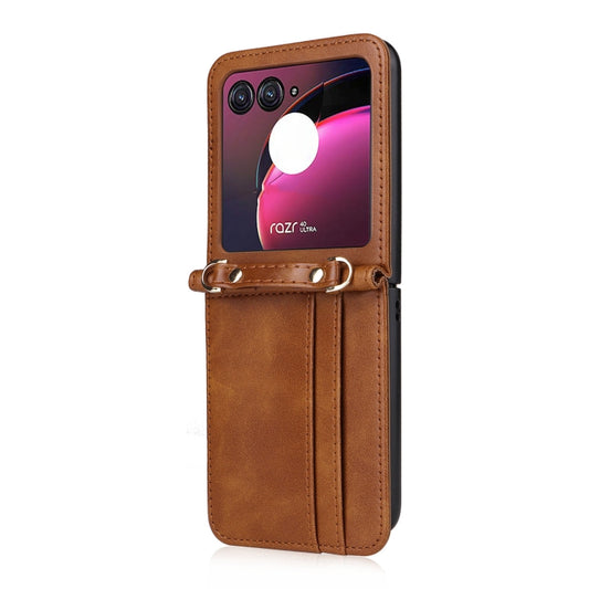 For Motorola Razr 40 Ultra Crossbody Card Slot Leather Phone Case(Brown) - Motorola Cases by buy2fix | Online Shopping UK | buy2fix