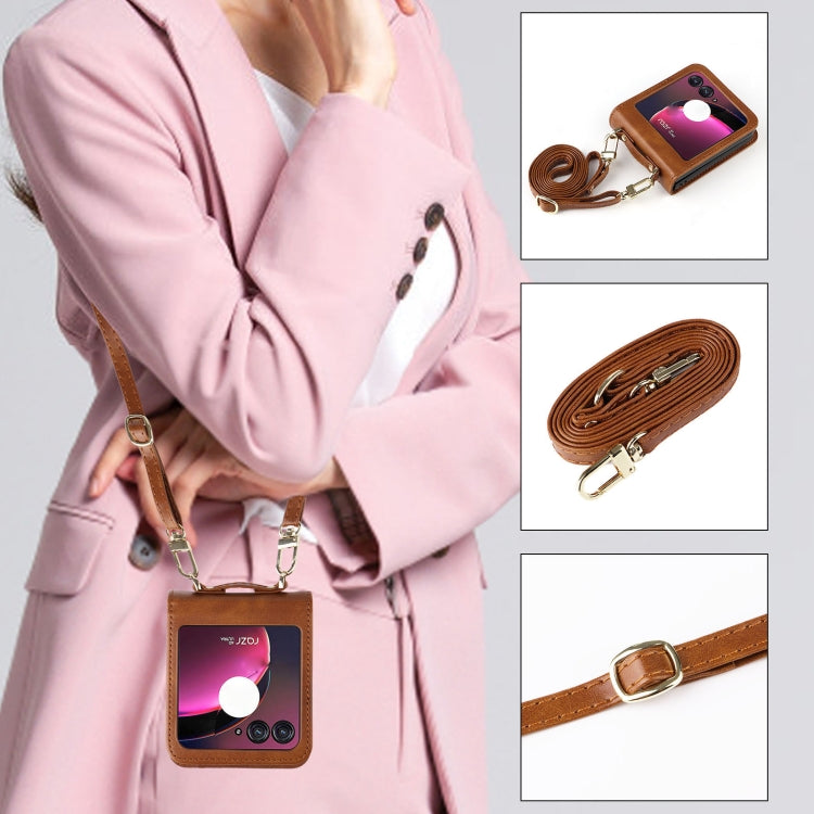 For Motorola Razr 40 Ultra Crossbody Card Slot Leather Phone Case(Brown) - Motorola Cases by buy2fix | Online Shopping UK | buy2fix