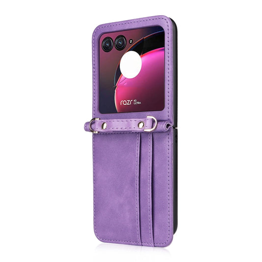 For Motorola Razr 40 Ultra Crossbody Card Slot Leather Phone Case(Purple) by buy2fix