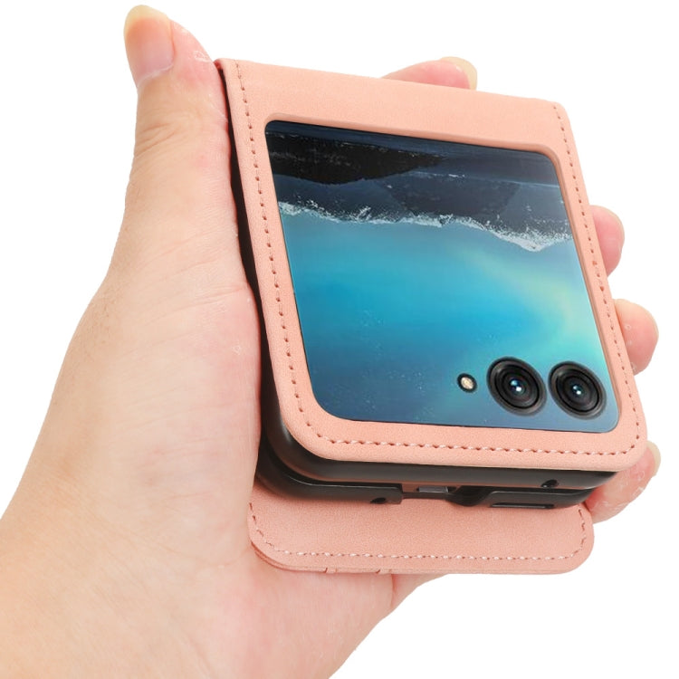 For Motorola Razr 40 Ultra Skin Feel Card Slot Leather Phone Case(Pink) by buy2fix