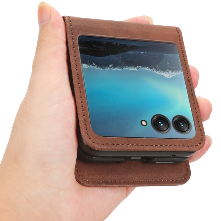 For Motorola Razr 40 Ultra Skin Feel Card Slot Leather Phone Case(Brown) by buy2fix