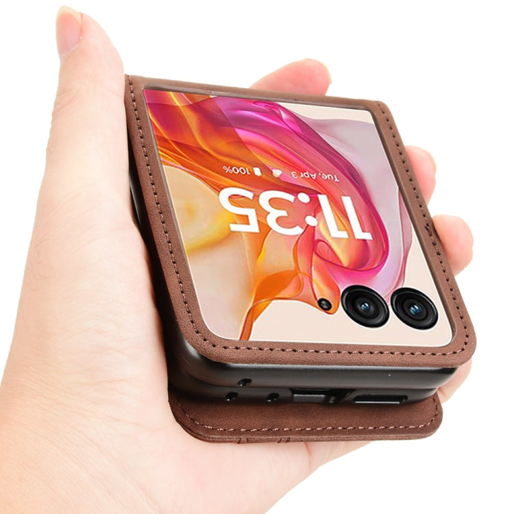 For Motorola Razr 50 Ultra Skin Feel Card Slot Leather Phone Case(Brown) by buy2fix