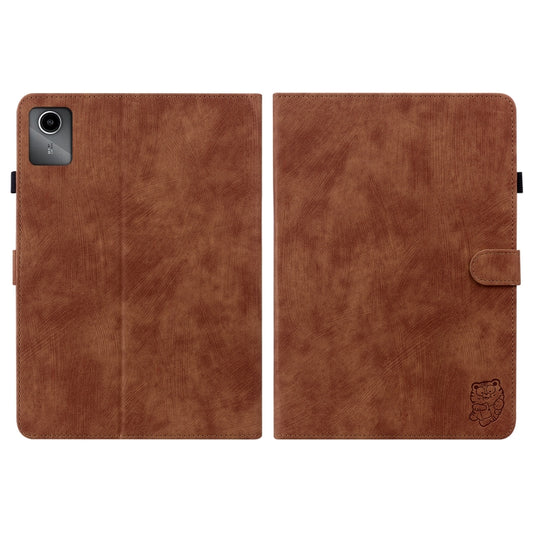 For Lenovo Tab M11/Xiaoxin Pad 11 2024 Tiger Pattern Flip Leather Tablet Case(Brown) by buy2fix
