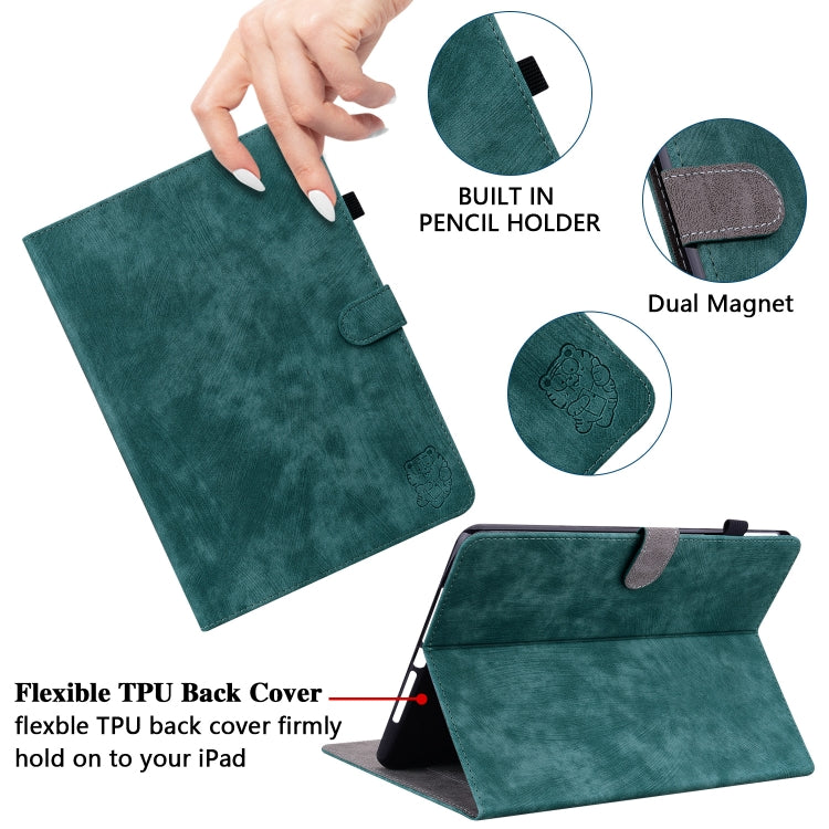 For Lenovo Tab M11/Xiaoxin Pad 11 2024 Tiger Pattern Flip Leather Tablet Case(Dark Green) by buy2fix