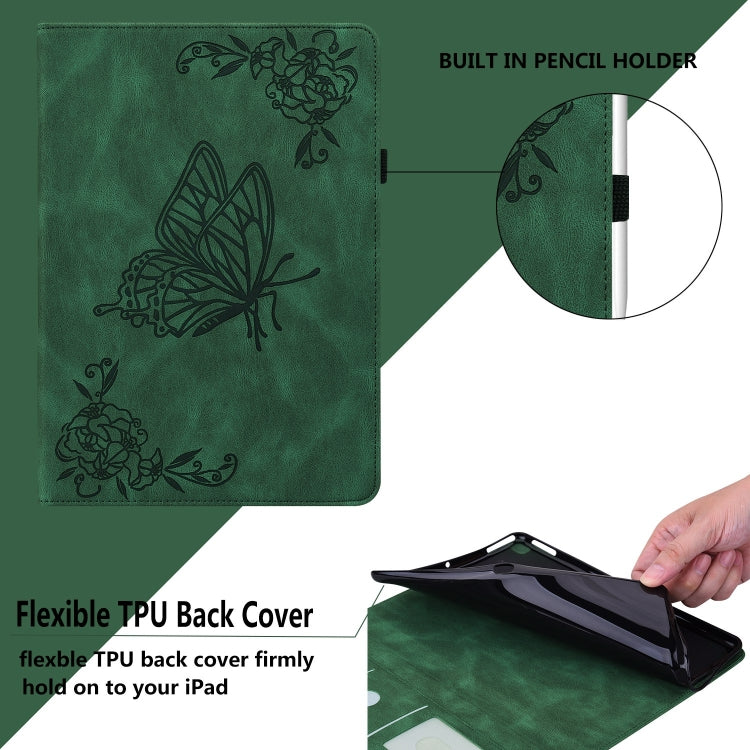 For Honor Pad 9 12.1 Butterfly Flower Embossed Leather Tablet Case(Green) by buy2fix