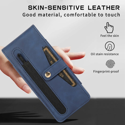 For Samsung Galaxy Z Fold4 Multifunctional Folding Phone Leather Case(Blue) - Galaxy Z Fold4 5G Cases by buy2fix | Online Shopping UK | buy2fix