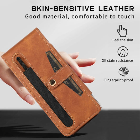 For Samsung Galaxy Z Fold3 5G Multifunctional Folding Phone Leather Case(Brown) - Galaxy Phone Cases by buy2fix | Online Shopping UK | buy2fix