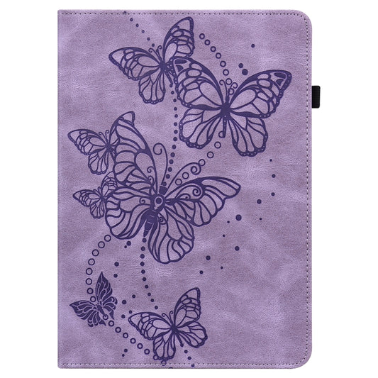 For Samsung Galaxy Tab S9 Embossed Butterfly Pattern Horizontal Flip Leather Tablet Case(Purple) by buy2fix