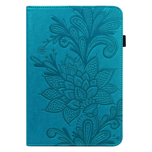 For Samsung Galaxy Tab S9 Lace Flower Embossing Pattern PU Tablet Case(Blue) by buy2fix