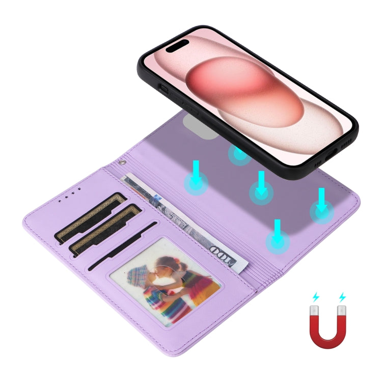 For iPhone 15 BETOPNICE BN-005 2 in 1 Detachable Imitate Genuine Leather Phone Case(Light Purple) - iPhone 15 Cases by BETOPNICE | Online Shopping UK | buy2fix