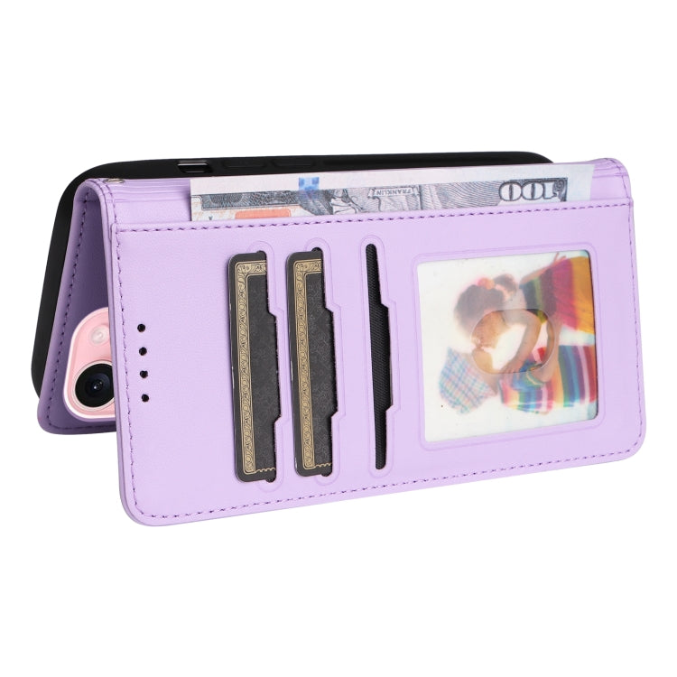 For iPhone 15 BETOPNICE BN-005 2 in 1 Detachable Imitate Genuine Leather Phone Case(Light Purple) - iPhone 15 Cases by BETOPNICE | Online Shopping UK | buy2fix