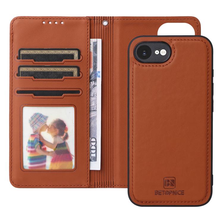For iPhone 16e BETOPNICE BN-005 2 in 1 Detachable Imitate Genuine Leather Phone Case(Brown) - iPhone 16e Cases by BETOPNICE | Online Shopping UK | buy2fix