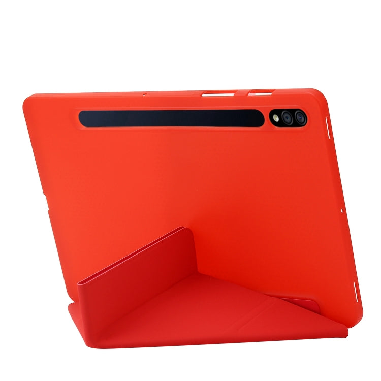 For Samsung Galaxy Tab S10 FE / S9 Deformation Silicone Leather Tablet Case(Red) - Galaxy Tab S9 Cases by buy2fix | Online Shopping UK | buy2fix