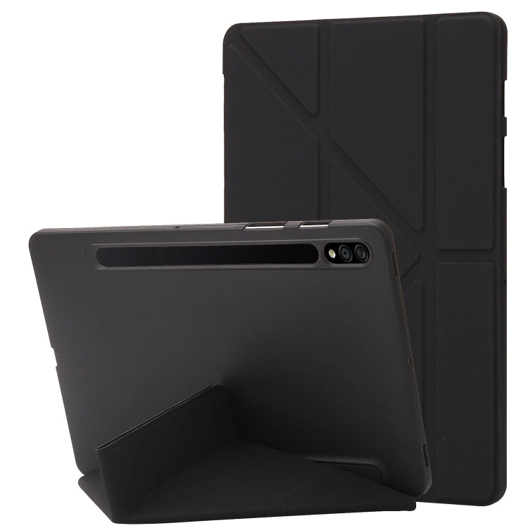 For Samsung Galaxy Tab S10 FE / S9 Deformation Silicone Leather Tablet Case(Black) - Galaxy Tab S9 Cases by buy2fix | Online Shopping UK | buy2fix