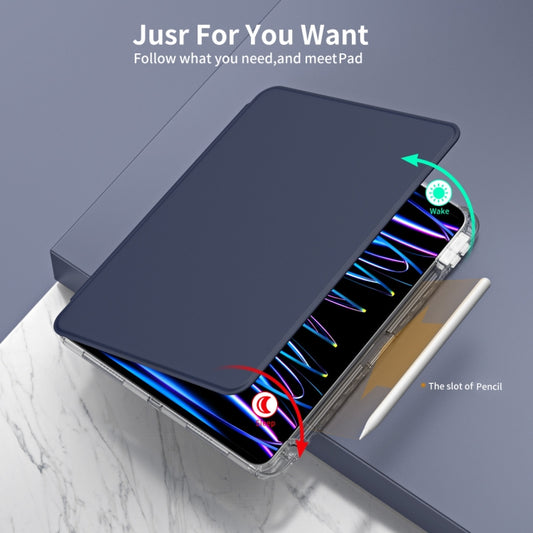 For iPad Pro 11 2022 / Air 10.9 2022 360 Rotation Detachable Clear Acrylic Leather Tablet Case(Dark Blue) - iPad Pro 11 (2022/2021) Cases by buy2fix | Online Shopping UK | buy2fix