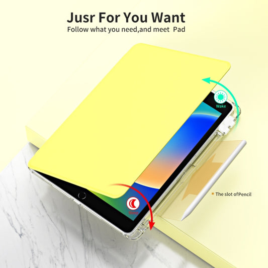 For iPad 10.2 2021 / 2020 360 Rotation Detachable Clear Acrylic Leather Tablet Case(Yellow) - iPad 10.2 Cases by buy2fix | Online Shopping UK | buy2fix