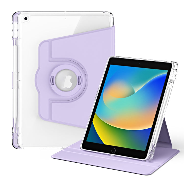 For iPad 10.2 2021 / 2020 360 Rotation Detachable Clear Acrylic Leather Tablet Case(Light Purple) - iPad 10.2 Cases by buy2fix | Online Shopping UK | buy2fix