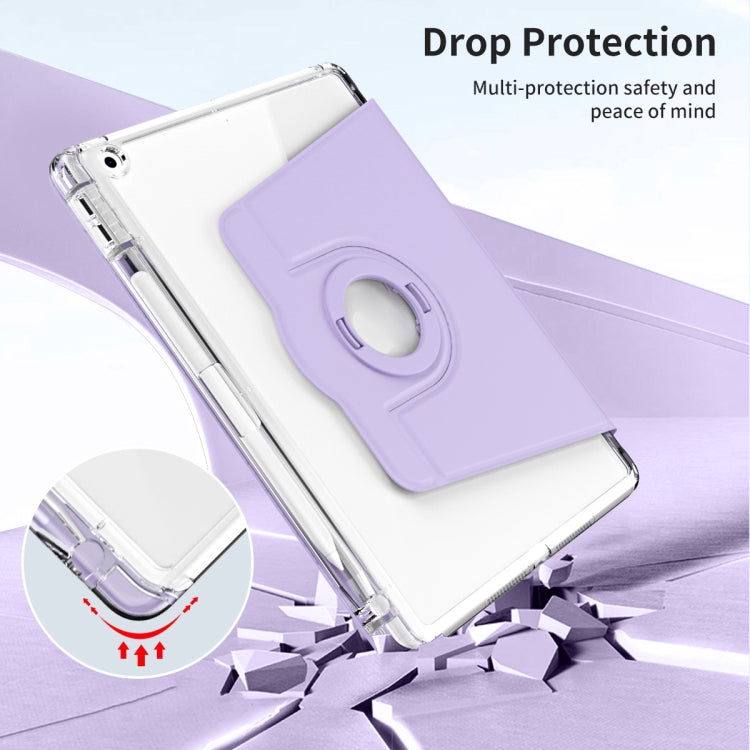 For iPad 10.2 2021 / 2020 360 Rotation Detachable Clear Acrylic Leather Tablet Case(Light Purple) - iPad 10.2 Cases by buy2fix | Online Shopping UK | buy2fix