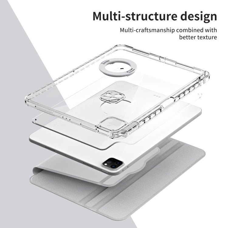 For iPad Air 13 2025 / 2024 360 Rotation Detachable Clear Acrylic Leather Tablet Case(Grey) - iPad Pro 12.9 (2022/2021) Cases by buy2fix | Online Shopping UK | buy2fix