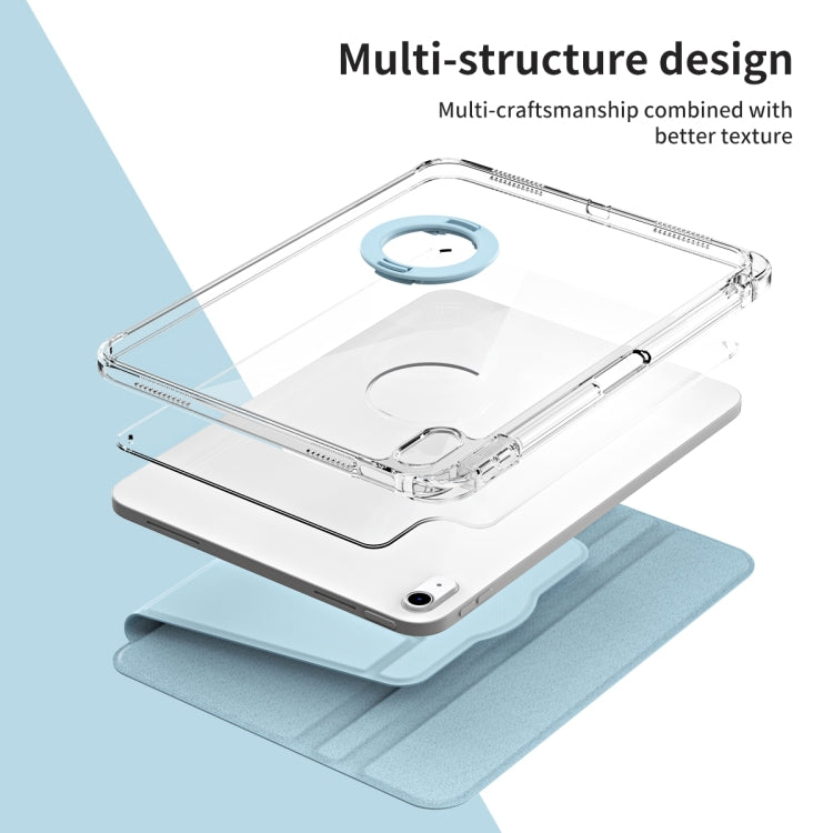 For iPad Air 11 2025 / 2024 360 Rotation Detachable Clear Acrylic Leather Tablet Case(Ice Blue) - iPad Air 11 2025 / 2024 Cases by buy2fix | Online Shopping UK | buy2fix