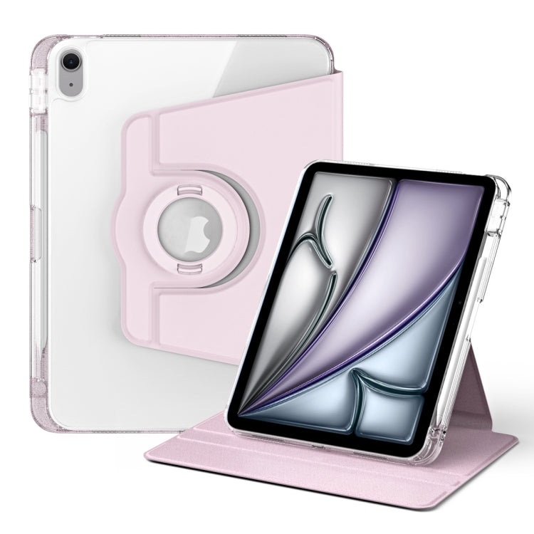 For iPad Air 11 2025 / 2024 360 Rotation Detachable Clear Acrylic Leather Tablet Case(Pink) - iPad Air 11 2025 / 2024 Cases by buy2fix | Online Shopping UK | buy2fix