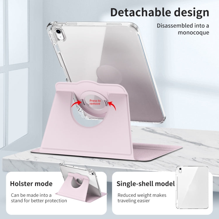 For iPad Air 11 2025 / 2024 360 Rotation Detachable Clear Acrylic Leather Tablet Case(Pink) - iPad Air 11 2025 / 2024 Cases by buy2fix | Online Shopping UK | buy2fix