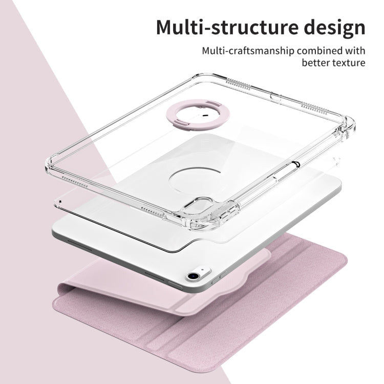 For iPad Air 11 2025 / 2024 360 Rotation Detachable Clear Acrylic Leather Tablet Case(Pink) - iPad Air 11 2025 / 2024 Cases by buy2fix | Online Shopping UK | buy2fix