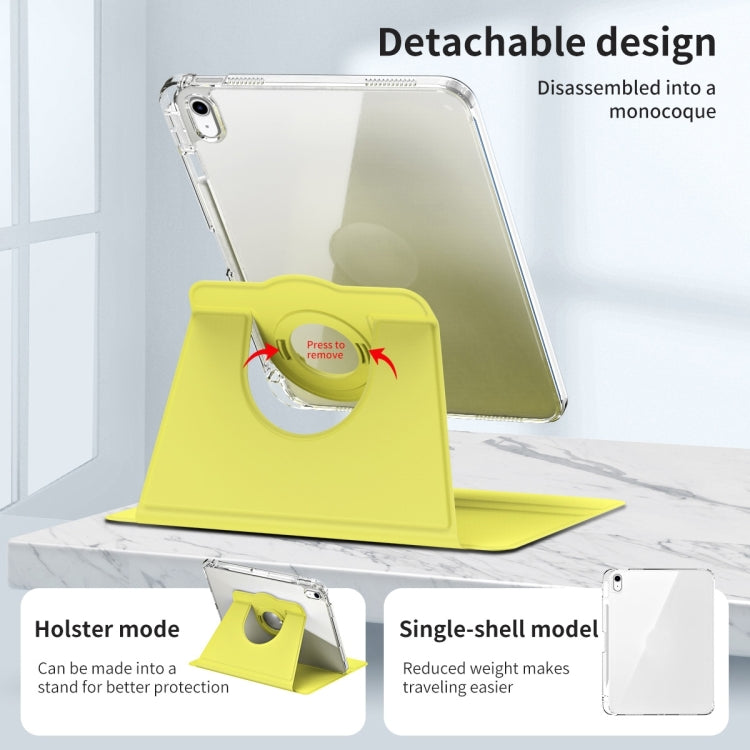For iPad Air 11 2025 / 2024 360 Rotation Detachable Clear Acrylic Leather Tablet Case(Yellow) - iPad Air 11 2025 / 2024 Cases by buy2fix | Online Shopping UK | buy2fix