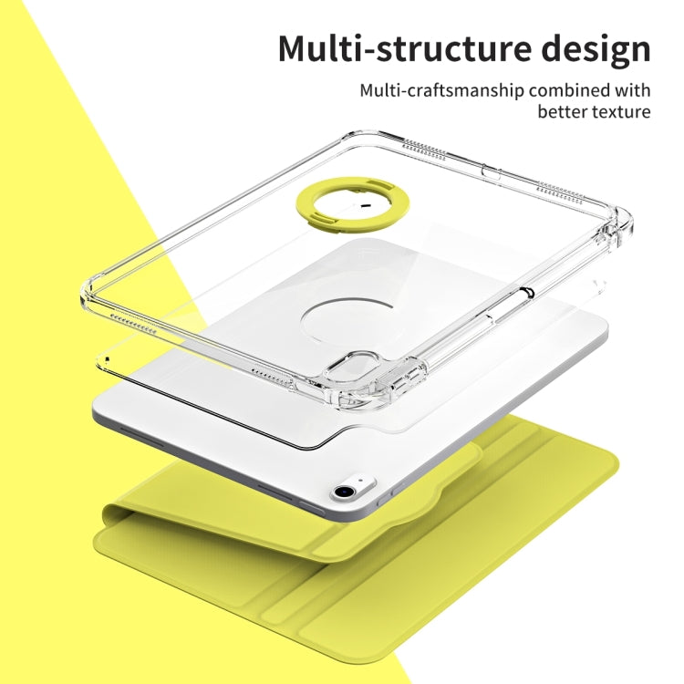 For iPad Air 11 2025 / 2024 360 Rotation Detachable Clear Acrylic Leather Tablet Case(Yellow) - iPad Air 11 2025 / 2024 Cases by buy2fix | Online Shopping UK | buy2fix
