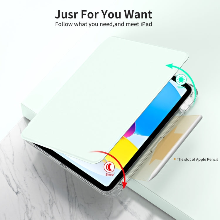For iPad Air 11 2025 / 2024 360 Rotation Detachable Clear Acrylic Leather Tablet Case(Light Green) - iPad Air 11 2025 / 2024 Cases by buy2fix | Online Shopping UK | buy2fix