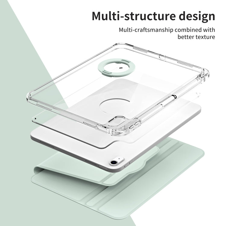 For iPad Air 11 2025 / 2024 360 Rotation Detachable Clear Acrylic Leather Tablet Case(Light Green) - iPad Air 11 2025 / 2024 Cases by buy2fix | Online Shopping UK | buy2fix