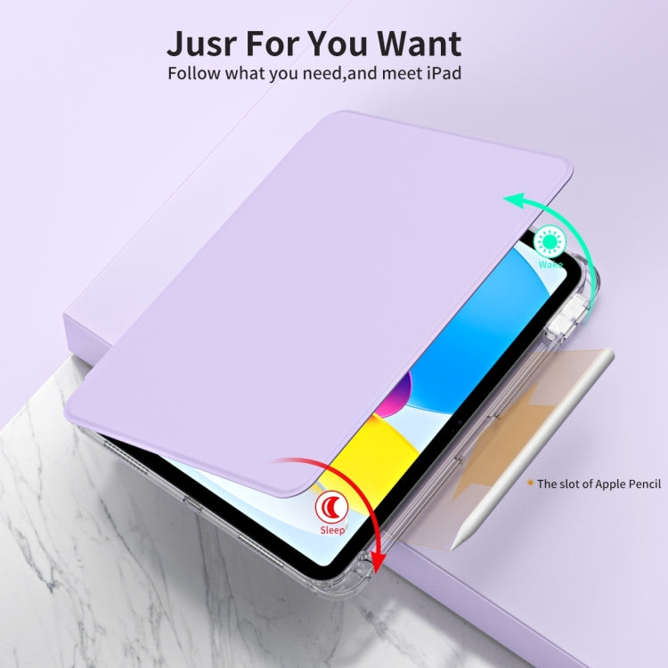 For iPad Air 11 2025 / 2024 360 Rotation Detachable Clear Acrylic Leather Tablet Case(Light Purple) - iPad Air 11 2025 / 2024 Cases by buy2fix | Online Shopping UK | buy2fix