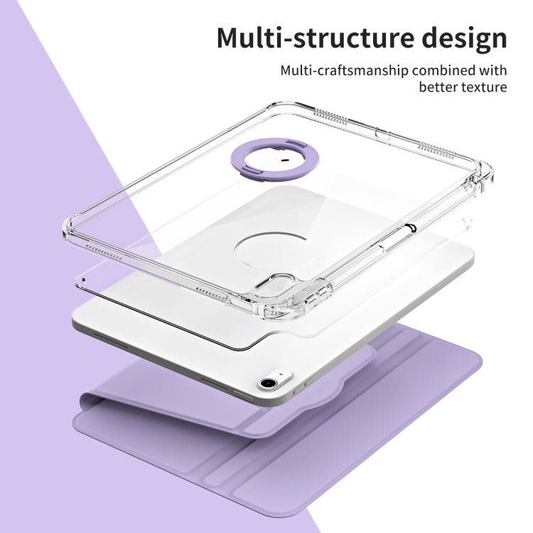 For iPad Air 11 2025 / 2024 360 Rotation Detachable Clear Acrylic Leather Tablet Case(Light Purple) - iPad Air 11 2025 / 2024 Cases by buy2fix | Online Shopping UK | buy2fix