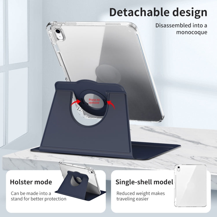 For iPad Air 11 2025 / 2024 360 Rotation Detachable Clear Acrylic Leather Tablet Case(Dark Blue) - iPad Air 11 2025 / 2024 Cases by buy2fix | Online Shopping UK | buy2fix