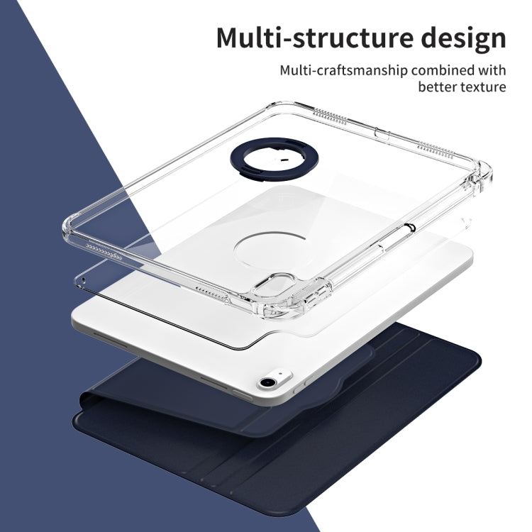 For iPad Air 11 2025 / 2024 360 Rotation Detachable Clear Acrylic Leather Tablet Case(Dark Blue) - iPad Air 11 2025 / 2024 Cases by buy2fix | Online Shopping UK | buy2fix