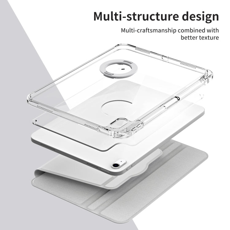 For iPad Air 11 2025 / 2024 360 Rotation Detachable Clear Acrylic Leather Tablet Case(Grey) - iPad Air 11 2025 / 2024 Cases by buy2fix | Online Shopping UK | buy2fix