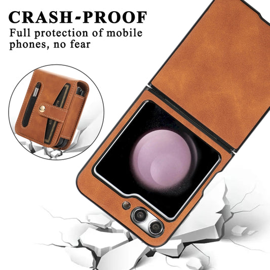 For Samsung Galaxy Z Flip5 Multifunctional Folding Phone Leather Case(Brown) - Galaxy Z Flip5 Cases by buy2fix | Online Shopping UK | buy2fix
