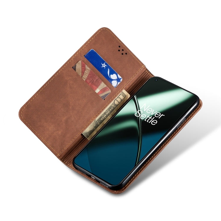 For Xiaomi Redmi K60 Ultra / 13T Denim Texture Casual Style Horizontal Flip Leather Case(Brown) - Xiaomi Cases by buy2fix | Online Shopping UK | buy2fix