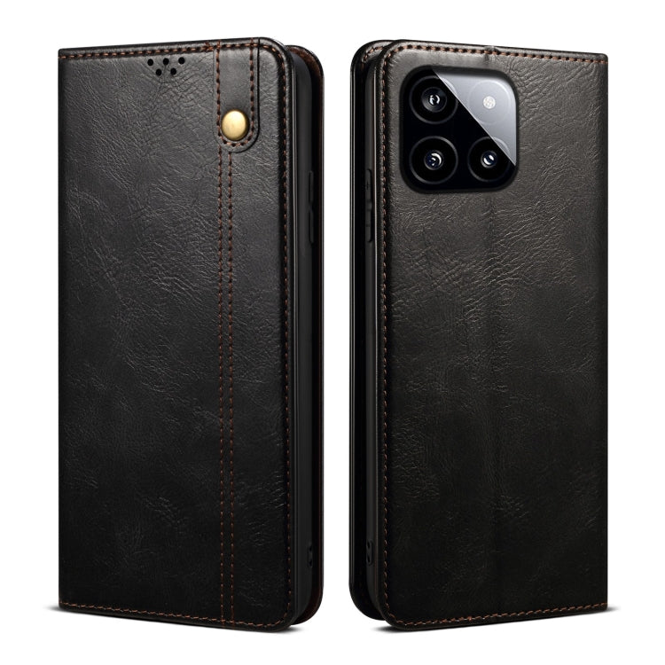 For Xiaomi Redmi K70/K70 Pro Oil Wax Crazy Horse Texture Leather Phone Case(Black) - Xiaomi Cases by buy2fix | Online Shopping UK | buy2fix