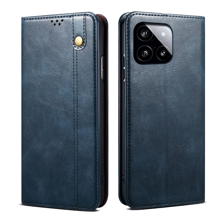 For Xiaomi Redmi K70/K70 Pro Oil Wax Crazy Horse Texture Leather Phone Case(Blue) - Xiaomi Cases by buy2fix | Online Shopping UK | buy2fix