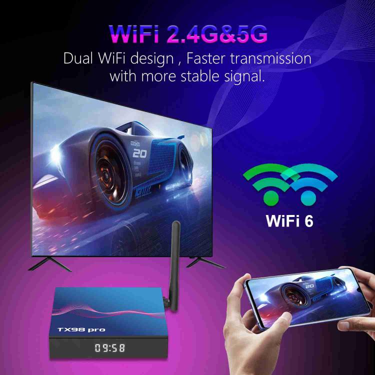 TX98 Pro 4K Ultra HD Android 14.0 Smart TV Box with Remote Control, 4GB+64GB, Allwinner H618 Quad-Core(EU Plug) - Others by buy2fix | Online Shopping UK | buy2fix