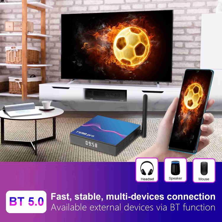 TX98 Pro 4K Ultra HD Android 14.0 Smart TV Box with Remote Control, 4GB+64GB, Allwinner H618 Quad-Core(EU Plug) - Others by buy2fix | Online Shopping UK | buy2fix