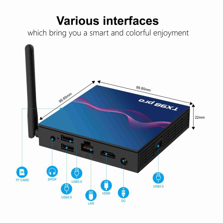 TX98 Pro 4K Ultra HD Android 14.0 Smart TV Box with Remote Control, 4GB+64GB, Allwinner H618 Quad-Core(EU Plug) - Others by buy2fix | Online Shopping UK | buy2fix