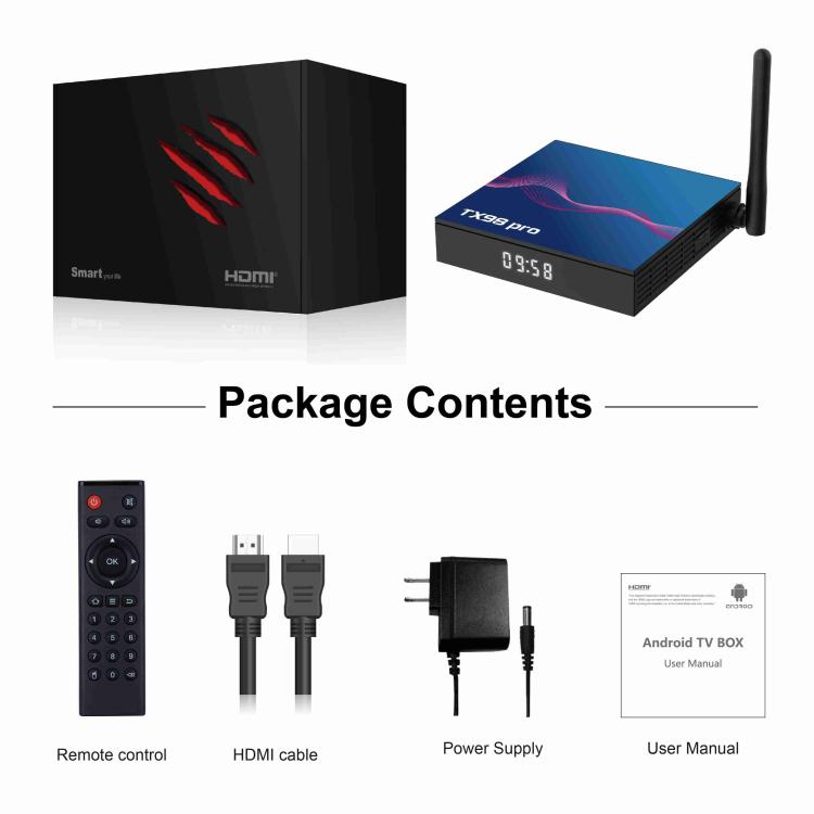 TX98 Pro 4K Ultra HD Android 14.0 Smart TV Box with Remote Control, 4GB+64GB, Allwinner H618 Quad-Core(EU Plug) - Others by buy2fix | Online Shopping UK | buy2fix